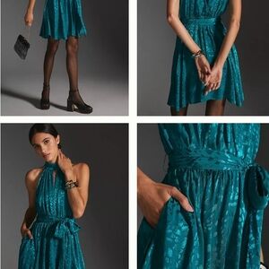 NWT Anthropologie Teal Mini Dress